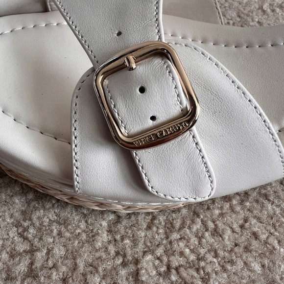 New Vince Camuto White Leather Espadrille Platform Wedge Sandals Ladies Size 9 - Picture 5 of 10